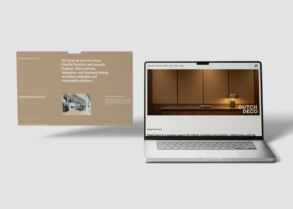 Mockup van de Dutch Deco website, ontworpen en ontwikkeld in WordPress door PWRD.