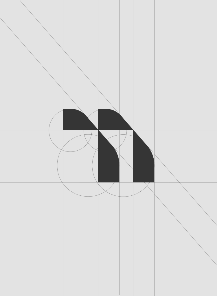Schets van het TwinEvent logo als onderdeel van de branding door PWRD.